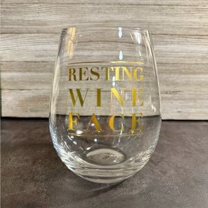 Gold Text Stemless Wine Glass